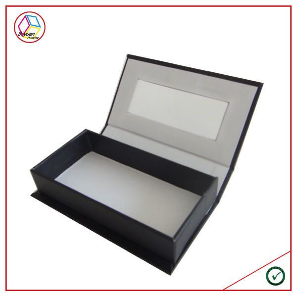 Small Black CMYK Rectangular Craft Paper Gift Box With PVC Window