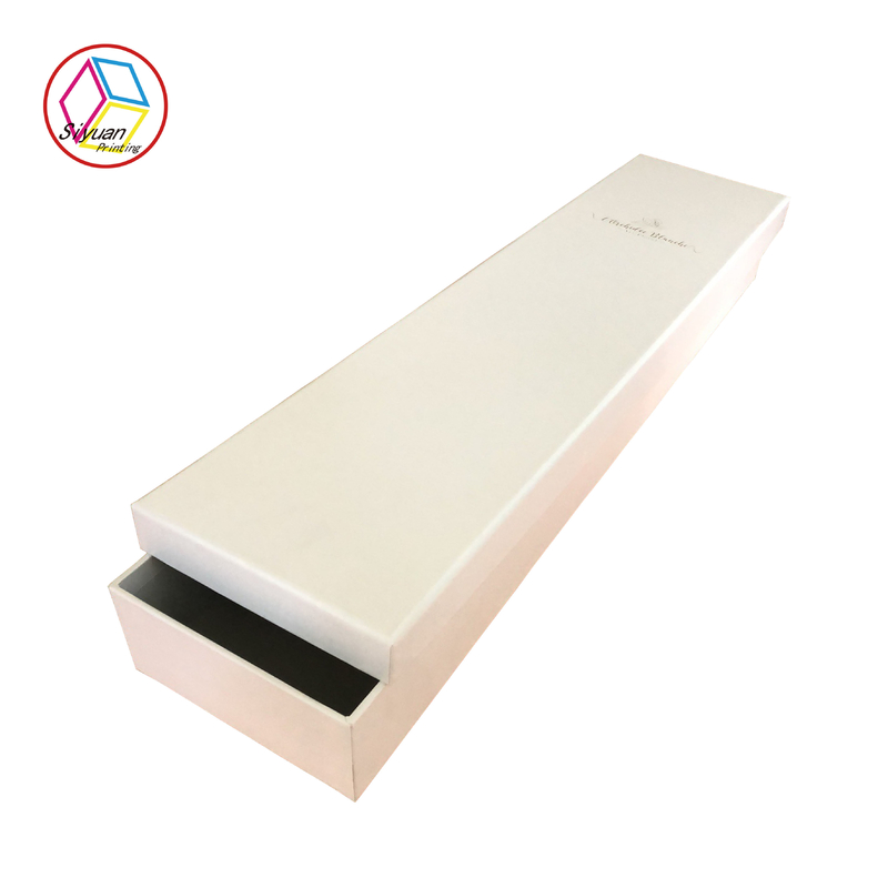 Luxury Pure White Long Craft Paper Gift Box For Braclet Packaging